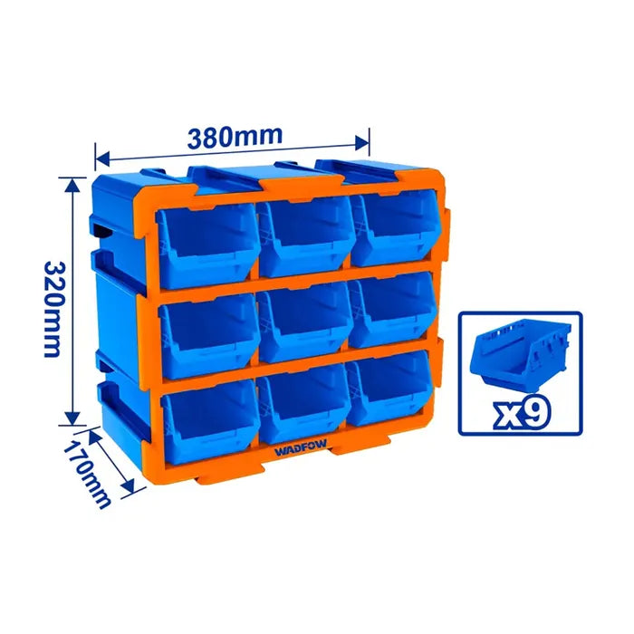 Contenedor Apilable Wadfow Para Almacenamiento 380x170x320mm 9 Piezas