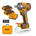 Pistola De Impacto Bl Ingco +2bat 2ah Y Carg Industrial 1/2" 20v/400nm