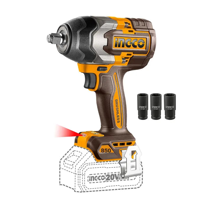Pistola De Impacto Bl Ingco Inalambrica Industrial 1/2" 20v/850nm
