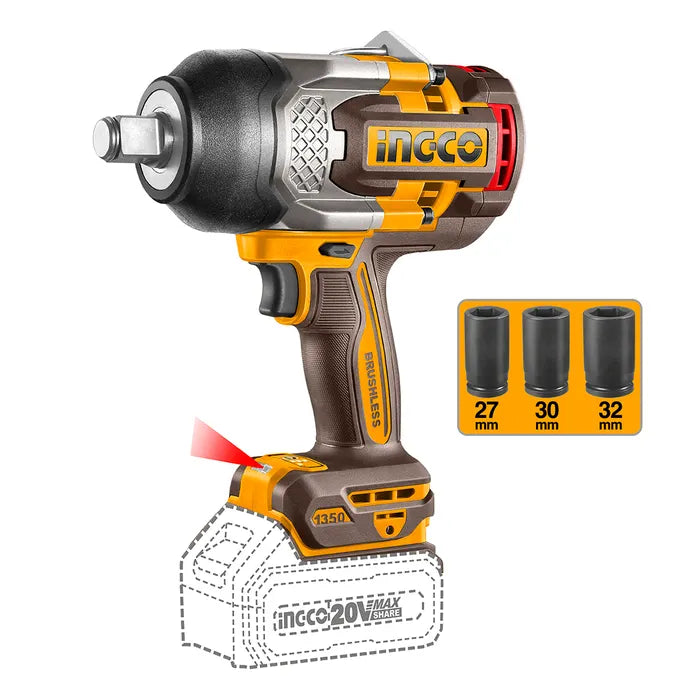 Pistola De Impacto Bl Ingco Inalambrica Industrial 3/4" 20v/1350nm