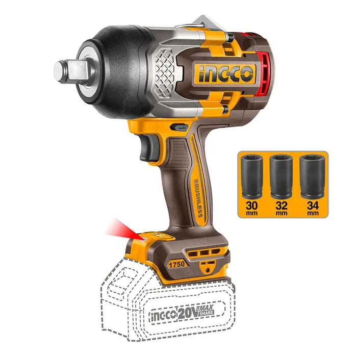 Pistola De Impacto Bl Ingco Inalambrica Industrial 3/4" 20v/1750nm