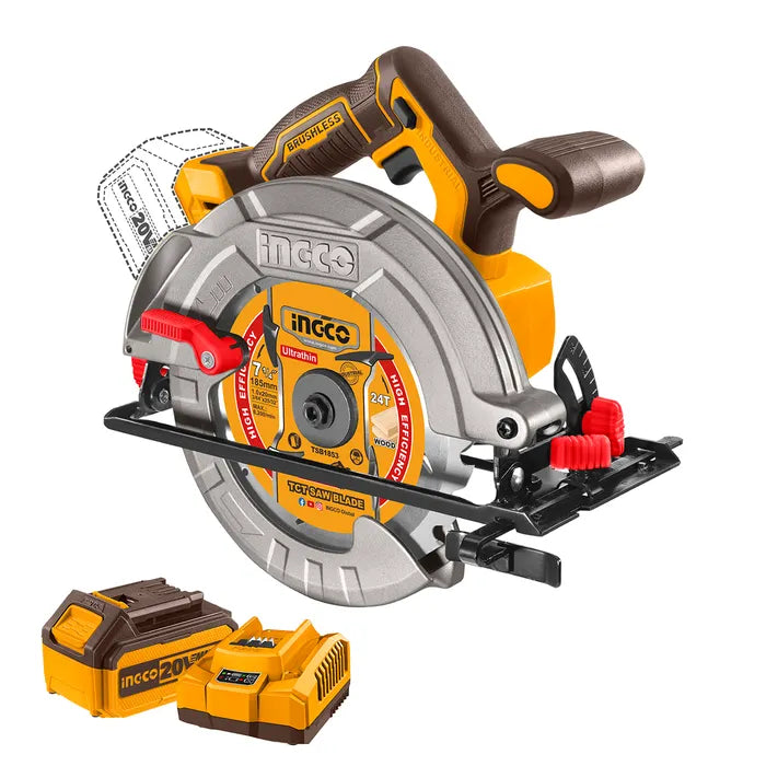Sierra Circular Bl Ingco + Bat 5ah Y Carg Industrial 7 1/4" 20v/185mm