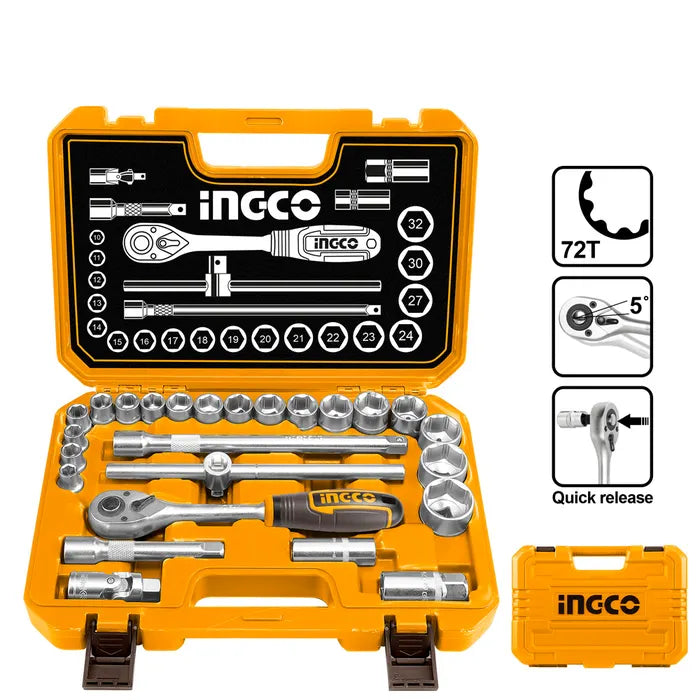 Set Dados Y Chicharra Ingco Industrial 25 Piezas 1/2"
