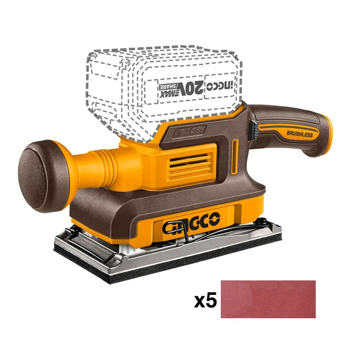 Lijadora Orbital Bl Ingco Inalambrica Industrial 90x180mm 20v