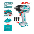 Llave Impacto 1/2' BL 850Nm + 2 Baterías + Accesorios Total