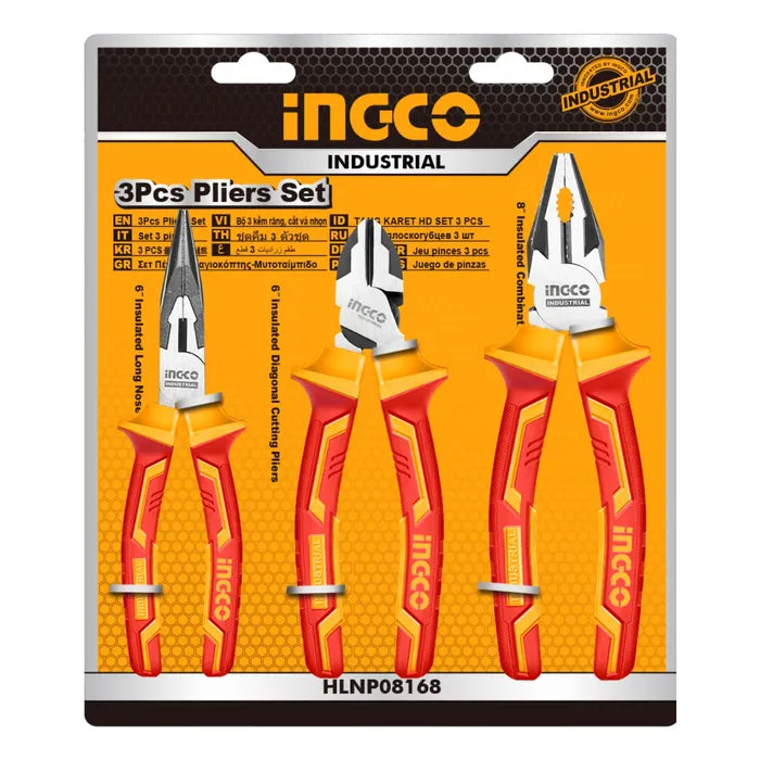 Set Alicates industrial aislado VDE 3 piezas Ingco