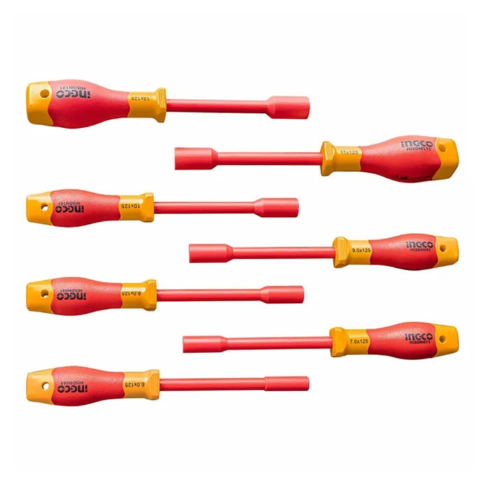Set destornillador Hex industrial aislado VDE 6-12mm 7 piezas Ingco