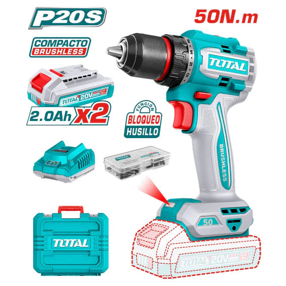 Taladro Inalámbrico CBM 50NM 13mm + 2 Baterías 2Ah y Cargador