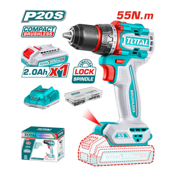 Taladro Inalámbrico 55Nm 20V + Batería y Cargador