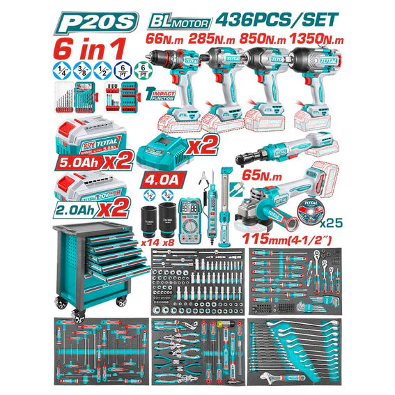 Carro portaherramientas de 436 piezas Total Tools