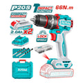Taladro Impacto Inalámbrico 20V 66Nm 13mm + 2 Baterías y Cargador