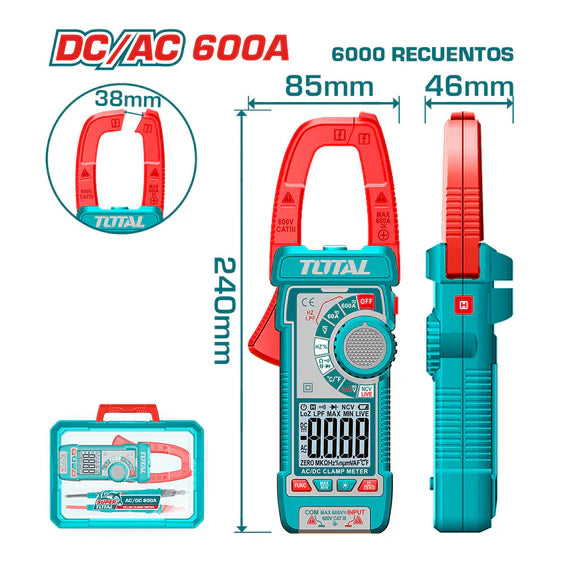 Pinza Amperimétrica DC/AC Total Tools 600A