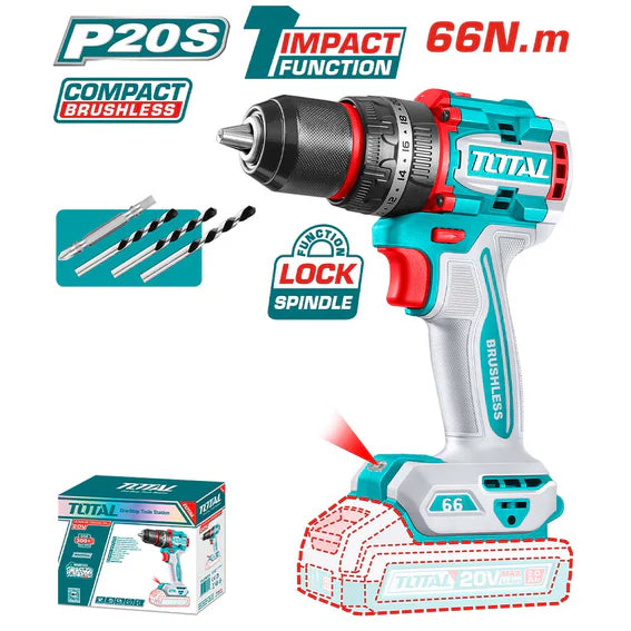 Taladro Percutor inalámbrico 20V TOTAL 66NM Total